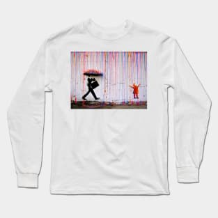 Banksy Colorful Rain Long Sleeve T-Shirt